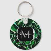 ホスタウ鮮やかンドゥラタ緑葉植物モノグラム キーホルダー (正面)