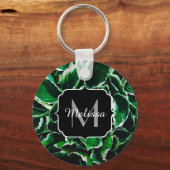 ホスタウ鮮やかンドゥラタ緑葉植物モノグラム キーホルダー (正面)