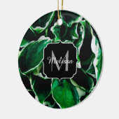 ホスタウ鮮やかンドゥラタ緑葉植物モノグラム セラミックオーナメント (左)