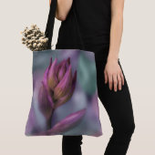 ホスタフラワーブドパープルアンドグリーン トートバッグ (クローズアップ)