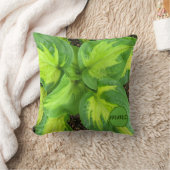 ホスタ葉スモノグラム装飾用クッション クッション (ブランケット)