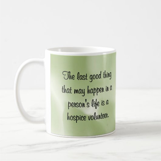 ホスピスのボランティアのよい仕事 コーヒーマグカップ (左)