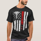 ホスピタリストのアメリカ国旗の愛国的医療ギフト Tシャツ (正面)