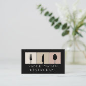 ホスピタリティの食糧フォークのスプーンのナイフの名刺 名刺 (スタンド正面)