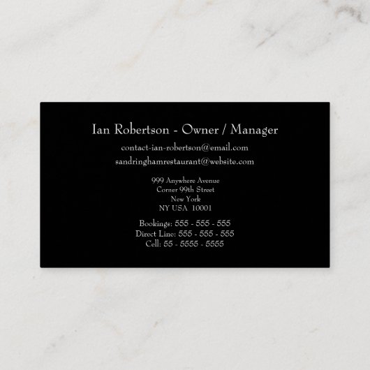 ホスピタリティフードフォークスプーンナイフレストラン 名刺 (裏面)