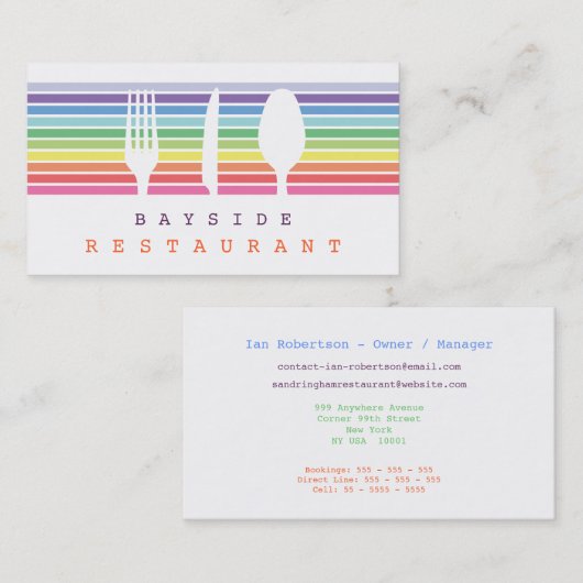 ホスピタリティフードフォークスプーン包丁ビジネスカード 名刺 (正面/裏面)