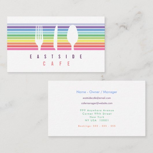 ホスピタリティレストランカフェシェフビジネスカード 名刺 (正面/裏面)