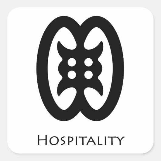 ホスピタリティ( Akwaaba ) Adinkra Symbolステッカー スクエアシール (正面)