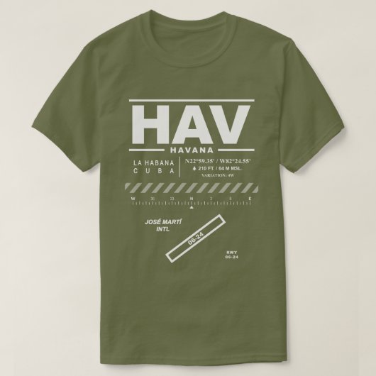 ホセマルティ国際的エアポートHAV Tシャツ (デザイン正面)