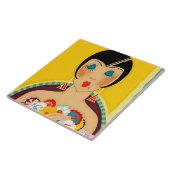 ホセ・カルロスの「フラッパと花」アールデコ タイル (側面)