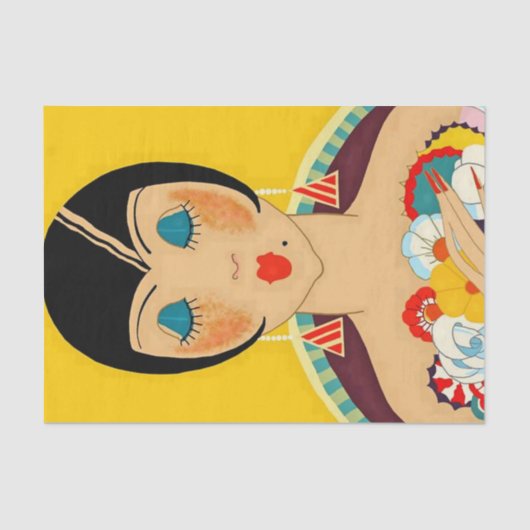 ホセ・カルロスの「フラッパと花」アールデコ 薄葉紙 (正面)