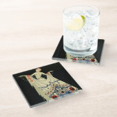 ホセ・カルロスの「宝石を飾ったガウン」アールデコ ガラスコースター (アングル)