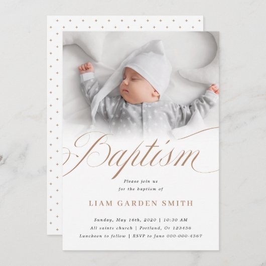 ホタエレガントテ《キリスト教》洗礼式や命名式洗礼I 招待状 (正面/裏面)