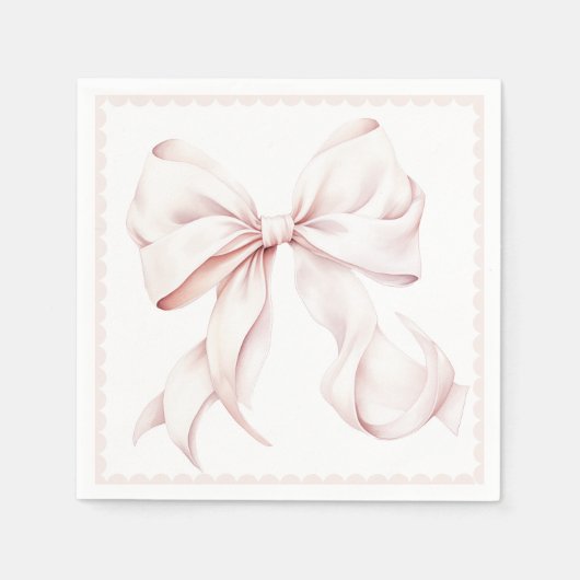 ホタテのピンクの弓状の紙ナプキン スタンダードカクテルナプキン (正面)