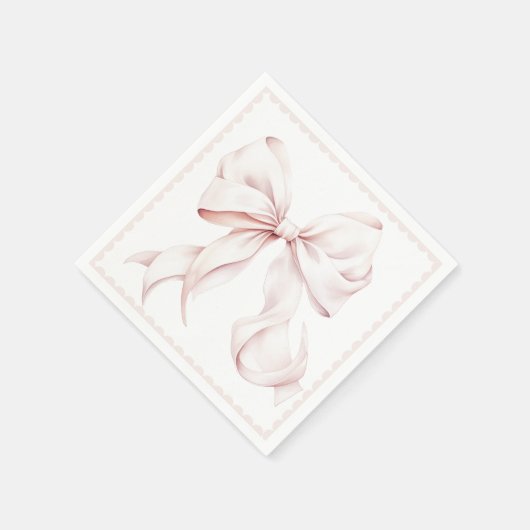 ホタテのピンクの弓状の紙ナプキン スタンダードカクテルナプキン (角)