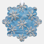 ホタテの木の装飾ブルースノーフレーク写真 オーナメントカード (裏面)