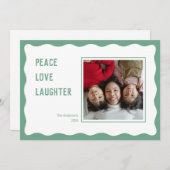 ホタテの緑のフレーム幸せな休日クリスマスカード シーズンカード (正面/裏面)