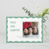 ホタテの緑のフレーム幸せな休日クリスマスカード シーズンカード (スタンド正面)