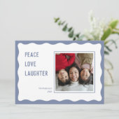 ホタテの青いフレーム幸せな休日クリスマスカード シーズンカード (スタンド正面)