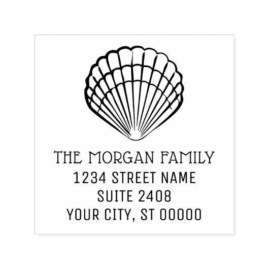 ホタテエレガントガイ貝殻シーショアビーチ名アドレス セルフインキングスタンプ (デザイン)