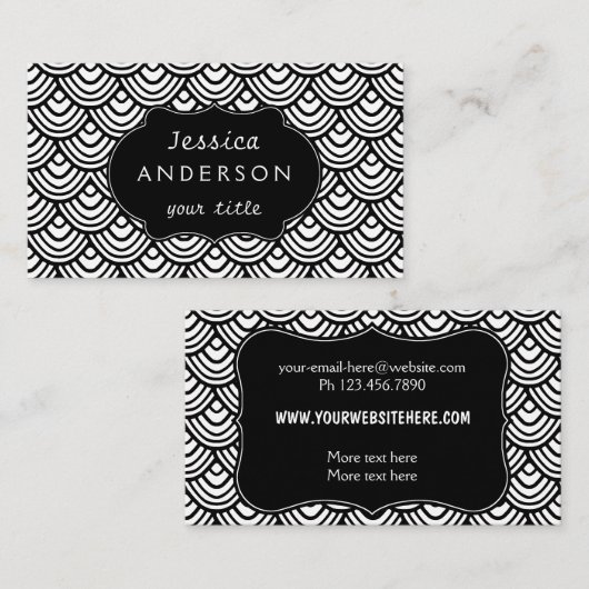 ホタテガイのスケールパターン白黒クラス 名刺 (正面/裏面)