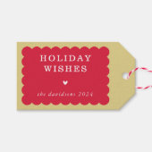 ホタテガイモダンの可愛ミニマルいフェスティバル赤 ギフトタグ (正面(横))