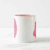 ホタテガイ貝殻ブロックプリント、コーラルピンクとホワイト ツートーンマグカップ (中央)