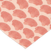 ホタテガイ貝殻ブロックプリント、ライトコーラルオレンジ ショートテーブルランナー (コーナー)