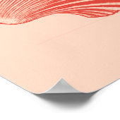 ホタテガイ貝殻ブロックプリント、ライトコーラルオレンジ ポスター (角)