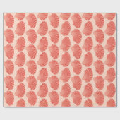 ホタテガイ貝殻ブロックプリント、ライトコーラルオレンジ ラッピングペーパー (フラット)