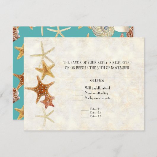 ホタテガイ貝殻モダン模様 出欠カード (正面/裏面)