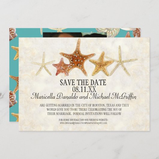 ホタテガイ貝殻モダン模様 招待状 (正面/裏面)