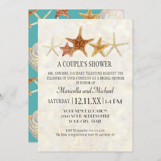 ホタテガイ貝殻モダン模様 招待状 (正面/裏面)