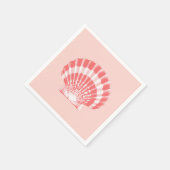 ホタテガイ貝殻 – コーラルピンクと白 スタンダードカクテルナプキン (角)