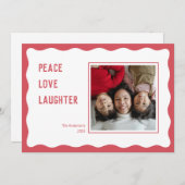 ホタテガイ赤いフレーム幸せな休日クリスマスカード シーズンカード (正面/裏面)