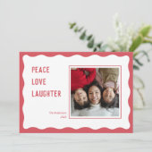 ホタテガイ赤いフレーム幸せな休日クリスマスカード シーズンカード (スタンド正面)