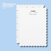 ホタテパーソナライズされたロのエッジのノートカード（弓付）