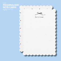 ホタテパーソナライズされたロのエッジのノートカード（弓付） ノートカード