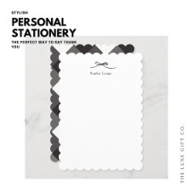 ホタテパーソナライズされたロのエッジのノートカード（弓付）