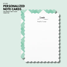 ホタテパーソナライズされたロのエッジのノートカード（弓付）