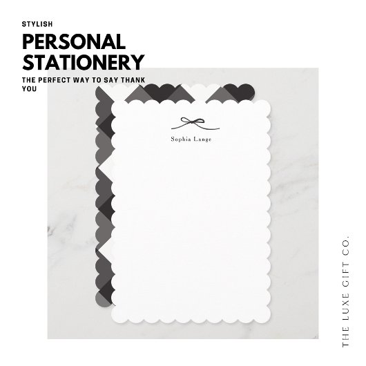 ホタテパーソナライズされたロのエッジのノートカード（弓付） ノートカード