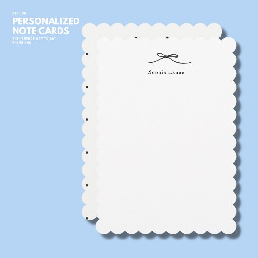 ホタテパーソナライズされたロのエッジのノートカード(弓付) ノートカード