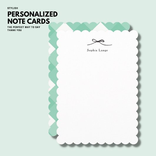 ホタテパーソナライズされたロのエッジのノートカード（弓付） ノートカード