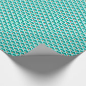 ホタテ中国のロ、ティール（緑がかった色）、アクア及びサンゴ包みPa ラッピングペーパー (角)