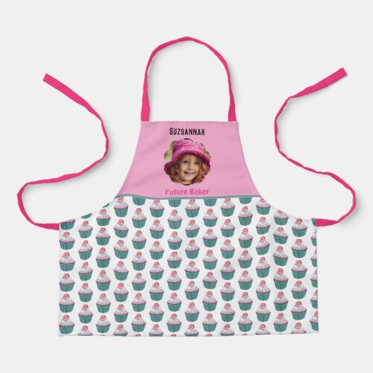 ホタテ形のカップケーキカスタム写真テンプレート名 エプロン (正面)