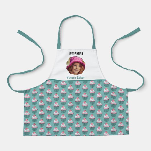 ホタテ形のカップケーキカスタム写真テンプレート名 エプロン (正面)