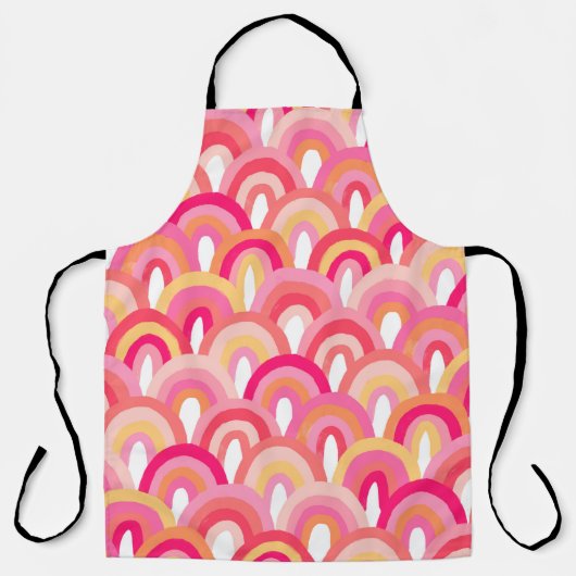 ホタテ日本の貝継ぎ目模様，カラフル雨 エプロン (正面)