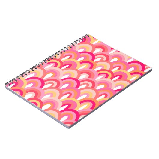 ホタテ日本の貝継ぎ目模様,カラフル雨 ノートブック (左側)