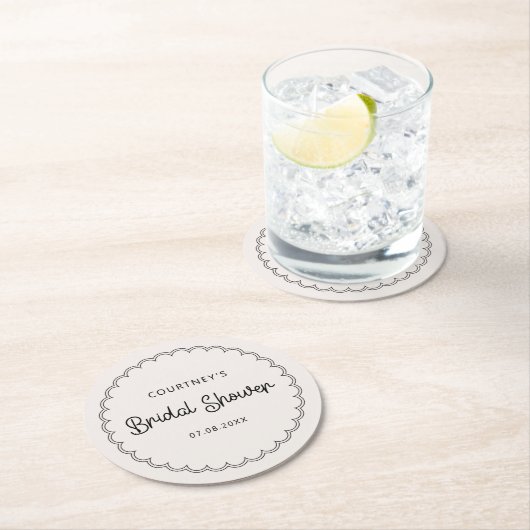 ホタテ縁どルブライダルシャワー飲料用コースター ラウンドペーパーコースター (インサイチュ)