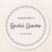 ホタテ縁どルブライダルシャワー飲料用コースター ラウンドペーパーコースター (正面)